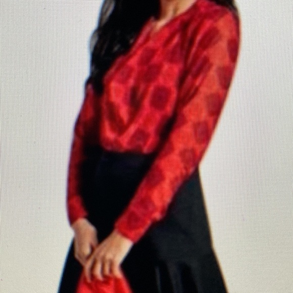 CAbi Sheer Diamond Keyhole‎ Red Women M Blouse Glam Cocktail Party Dinner - Picture 9 of 9